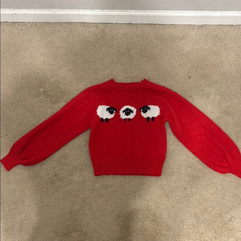Red Sheep Pattern Sweater